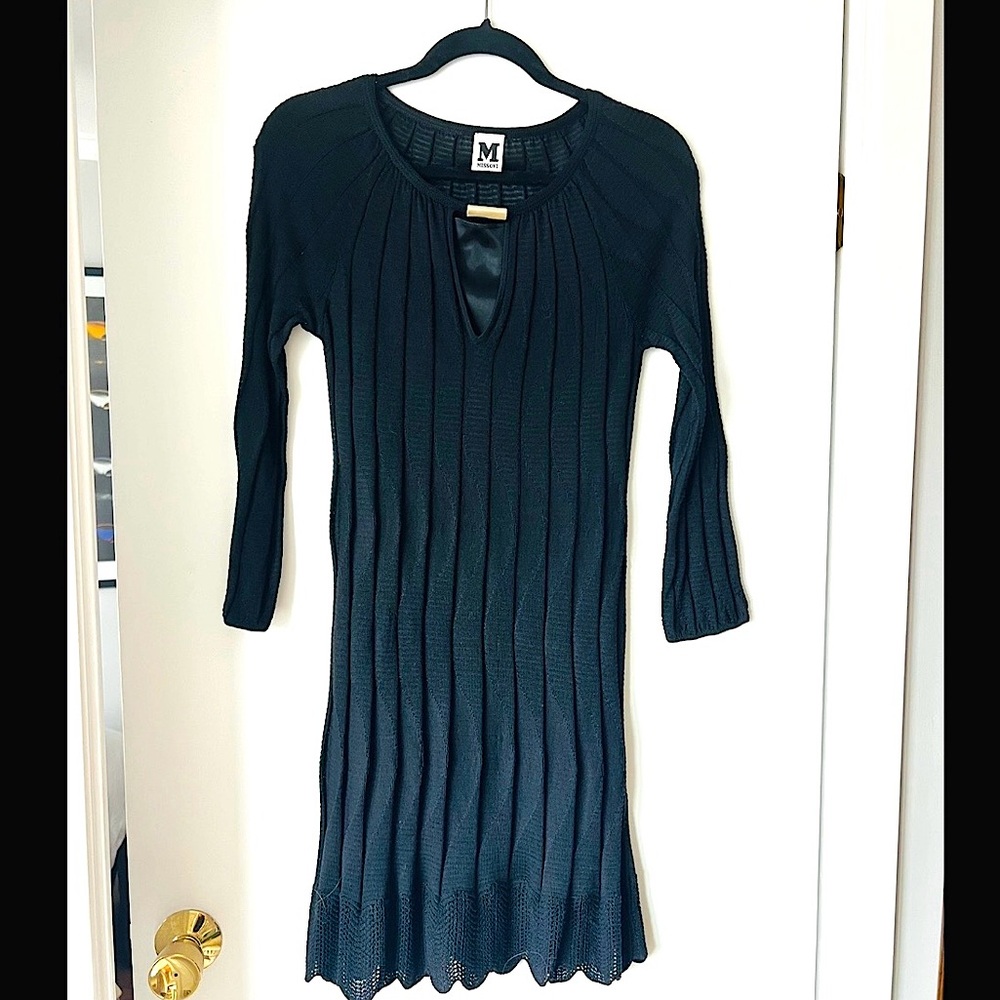Black Missoni long sleeved shift dress - size 38/small